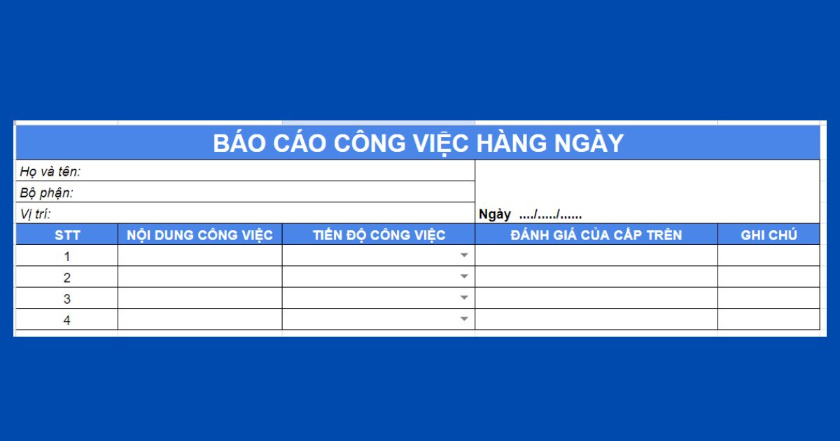 báo cáo công việc hàng ngày